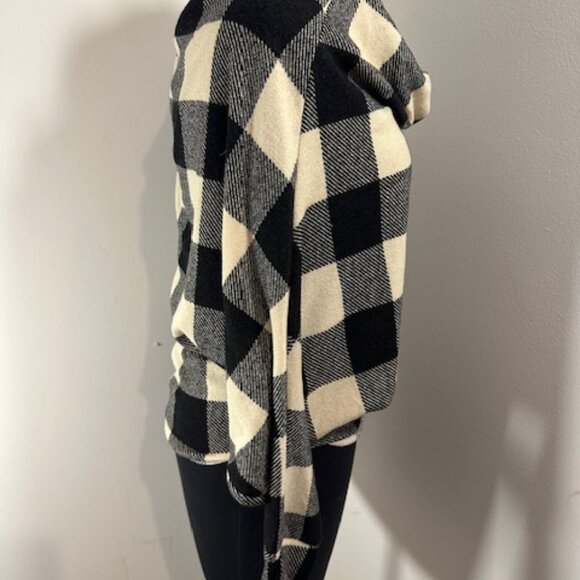 MTS Black and Cream Plaid Cowl Neck Top   8600  NWT Boutique - Picture 2 of 12